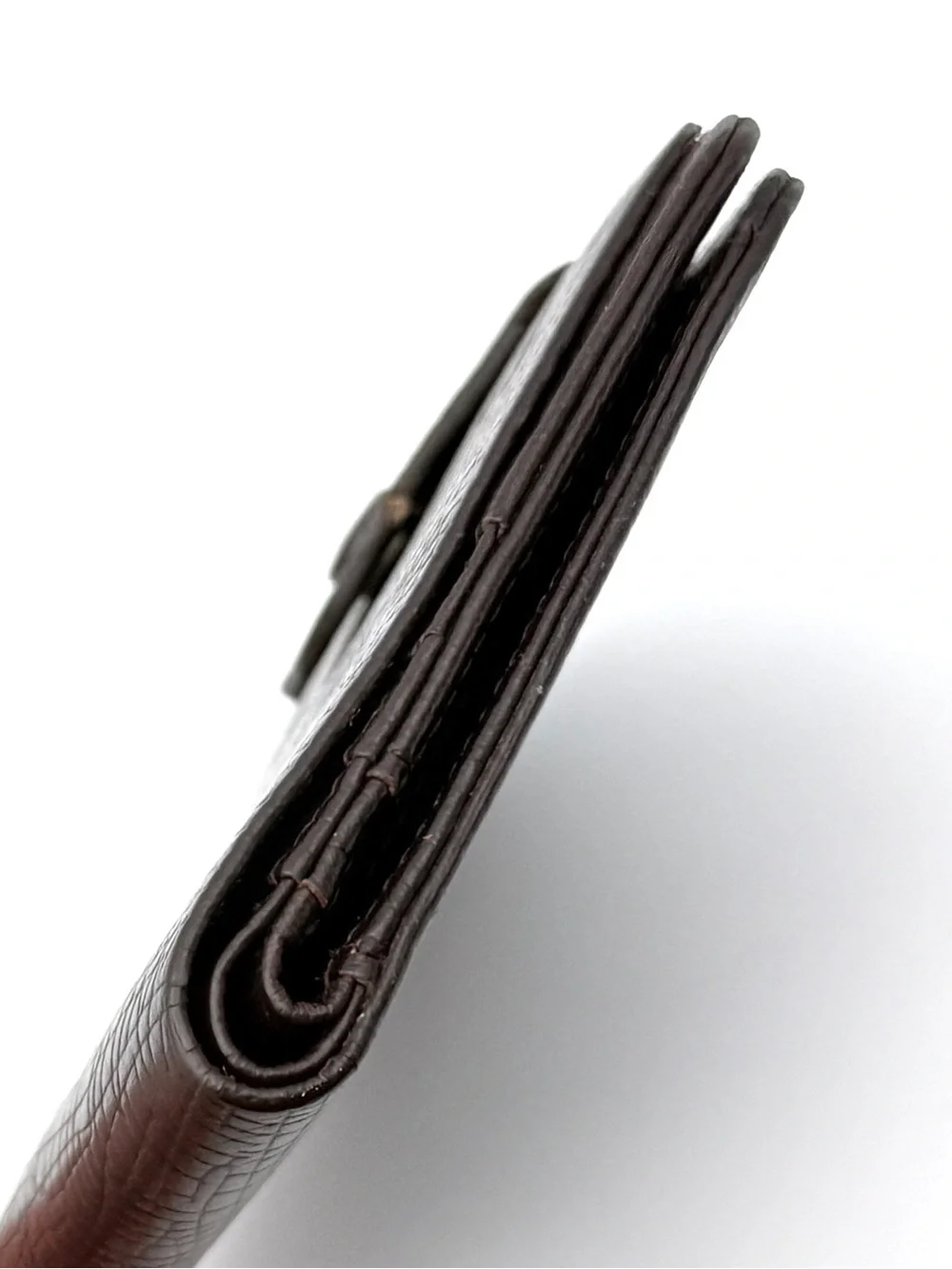 Dunhill Brown Textured Grained Leather Compact Strap Wallet